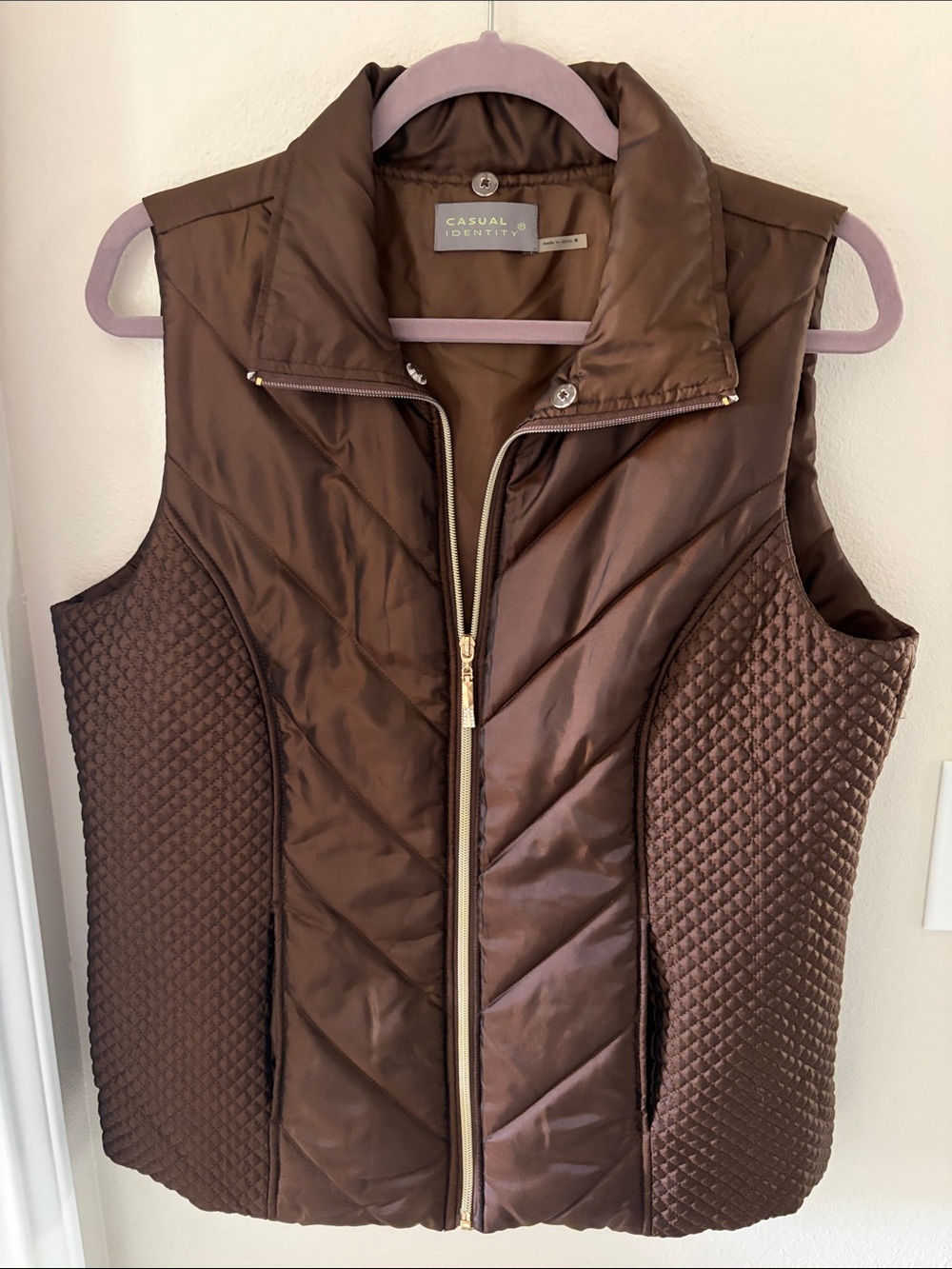 Casual Identity Brown Quilted Puffer Vest